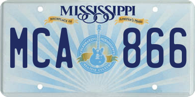 MS license plate MCA866