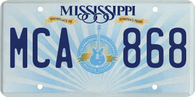 MS license plate MCA868