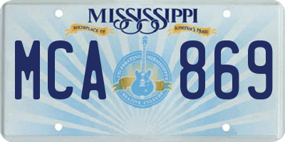 MS license plate MCA869