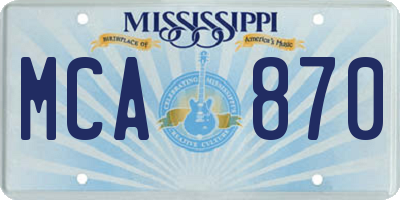 MS license plate MCA870