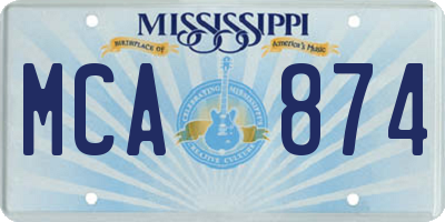 MS license plate MCA874