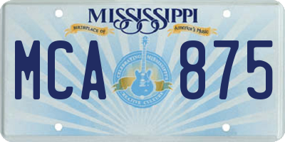 MS license plate MCA875