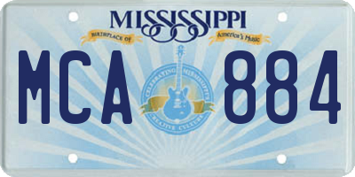 MS license plate MCA884