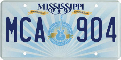 MS license plate MCA904