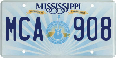 MS license plate MCA908