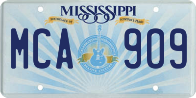 MS license plate MCA909