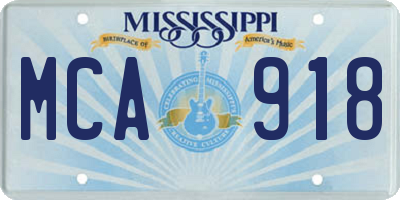 MS license plate MCA918