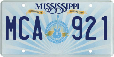 MS license plate MCA921