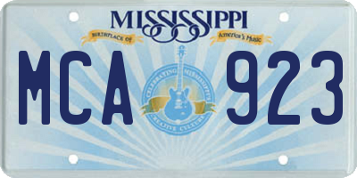 MS license plate MCA923