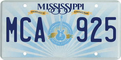 MS license plate MCA925