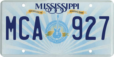 MS license plate MCA927