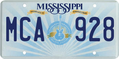 MS license plate MCA928