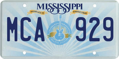 MS license plate MCA929
