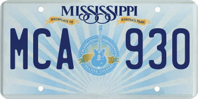 MS license plate MCA930