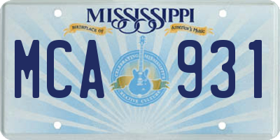 MS license plate MCA931