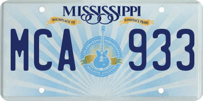 MS license plate MCA933