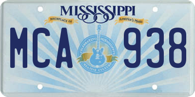 MS license plate MCA938