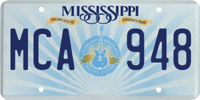 MS license plate MCA948
