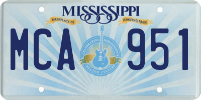 MS license plate MCA951