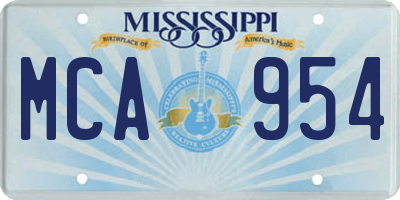 MS license plate MCA954