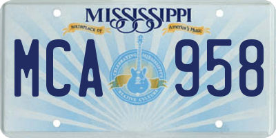 MS license plate MCA958