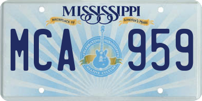 MS license plate MCA959