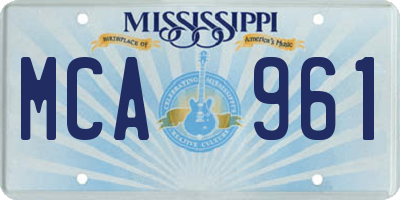 MS license plate MCA961