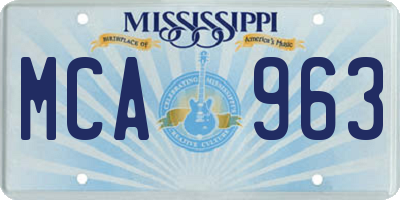 MS license plate MCA963