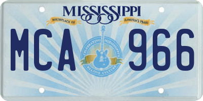 MS license plate MCA966