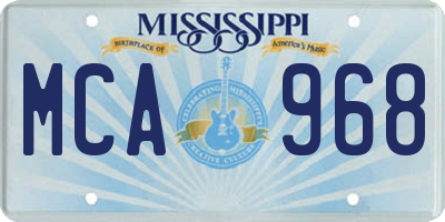 MS license plate MCA968