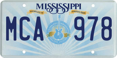 MS license plate MCA978