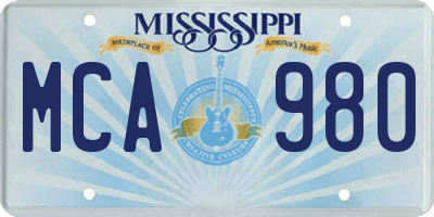 MS license plate MCA980