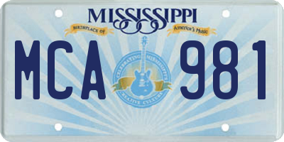 MS license plate MCA981