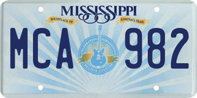 MS license plate MCA982