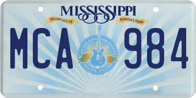 MS license plate MCA984