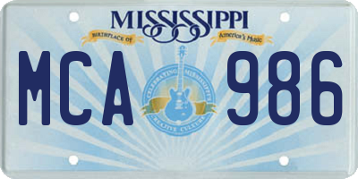 MS license plate MCA986