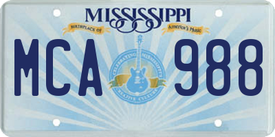 MS license plate MCA988