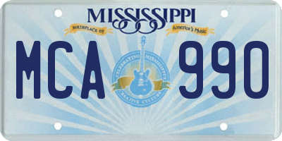 MS license plate MCA990