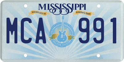 MS license plate MCA991
