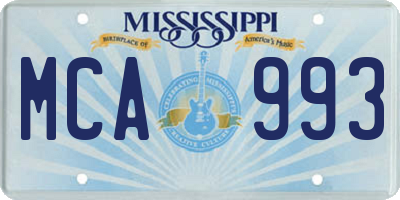 MS license plate MCA993