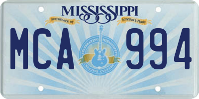 MS license plate MCA994