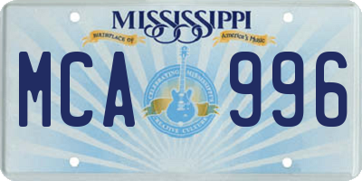MS license plate MCA996