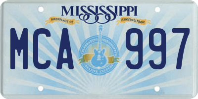 MS license plate MCA997