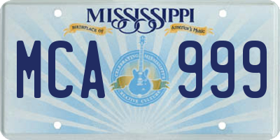 MS license plate MCA999