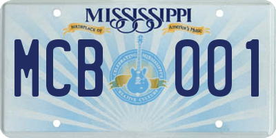 MS license plate MCB001