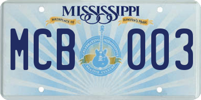 MS license plate MCB003