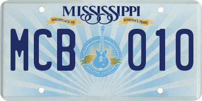 MS license plate MCB010