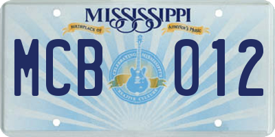MS license plate MCB012