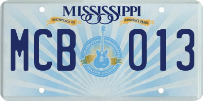 MS license plate MCB013