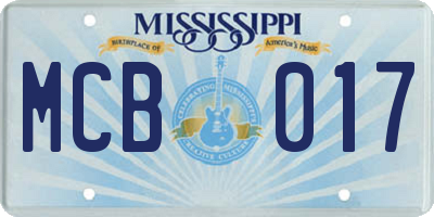 MS license plate MCB017
